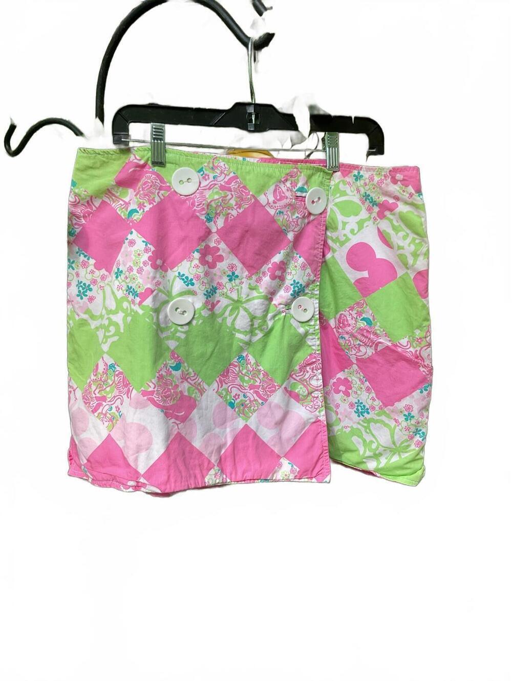 Lilly Pulitzer Vintage Patchwork Wrap Skirt with Large buttons Size 14